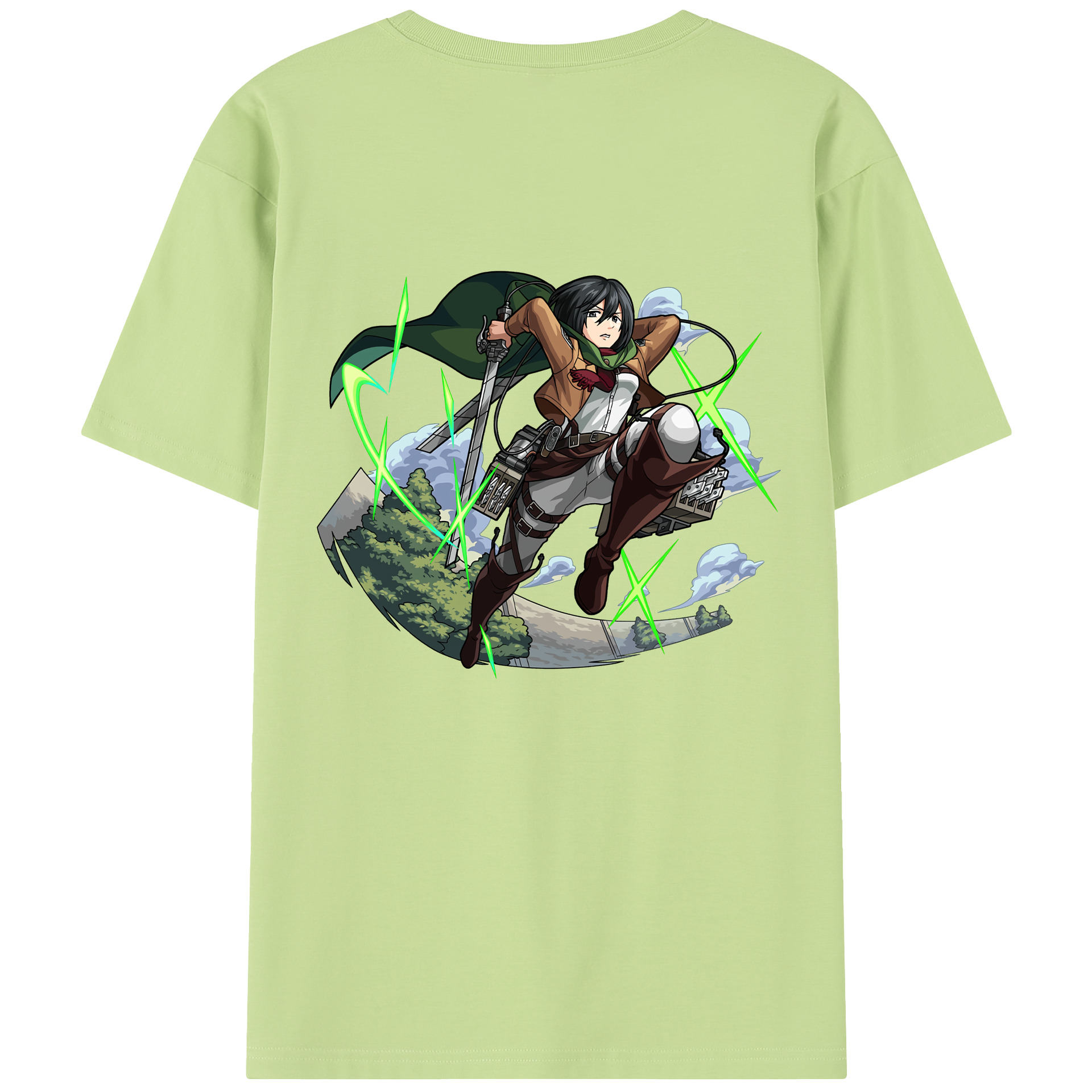 （画像用） 進撃の巨人 ミカサ·アッカーマン Attack on Titan Mikasa Ackerman 綿100％半袖Tシャツ（背面プリント）